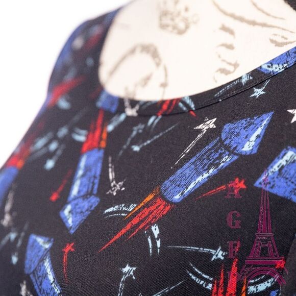 Lularoe Julia dress size S fireworks red blue Firecracker casual comfy  💖2/$30 - Picture 10 of 12